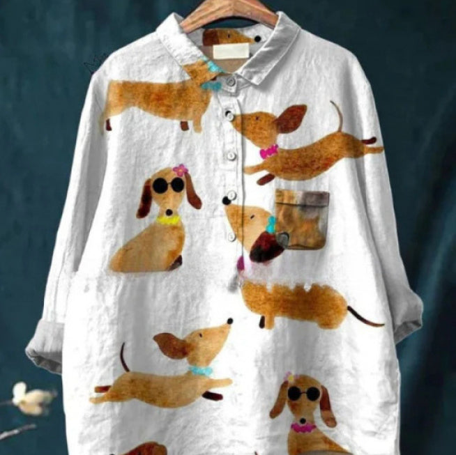 Retro Digital-print Animal Shirt