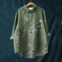 Floral-Print Long-Sleeve Pullover Shirt