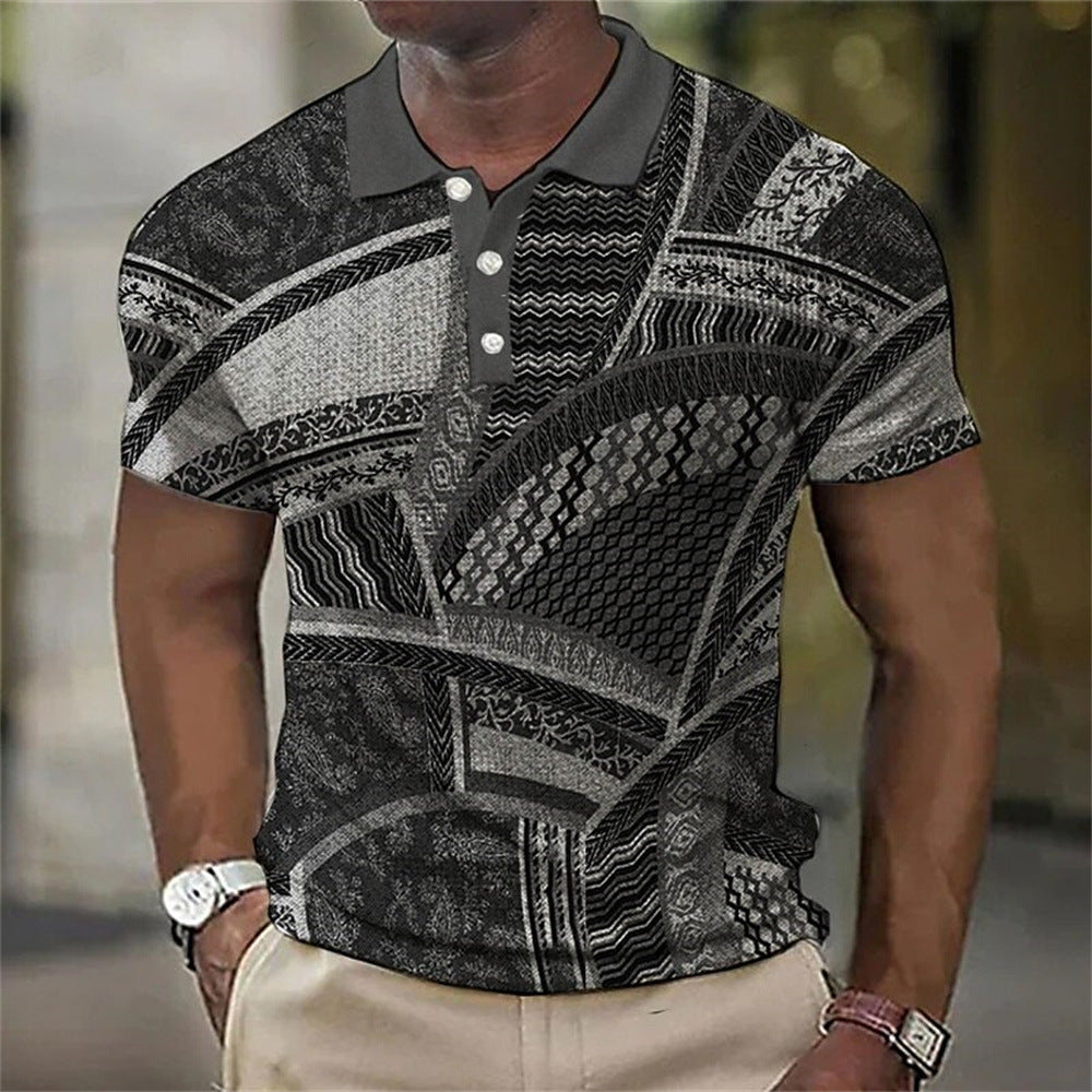 Fashion Polo 3d Splicing Plaid Printing Art Shirts