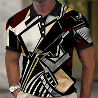 Fashion Polo 3d Splicing Plaid Printing Art Shirts