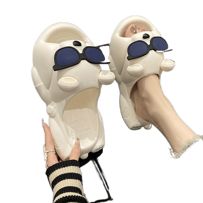 Cute Sunglasses Bear Slippers