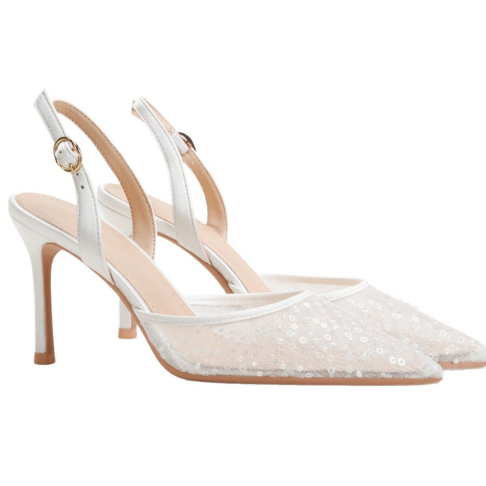 Hollow Bead High-heeled Sandals